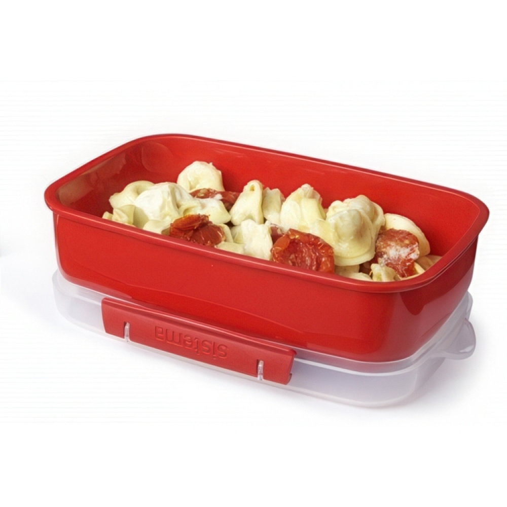 Lunch box, MICROWAVE RECTANGULAR LARGE, 23 x 15 x H 8 cm, Red in the group Storage / Kitchen storage / Food containers / Plastic lunch boxes at SmartaSaker.se (42111)