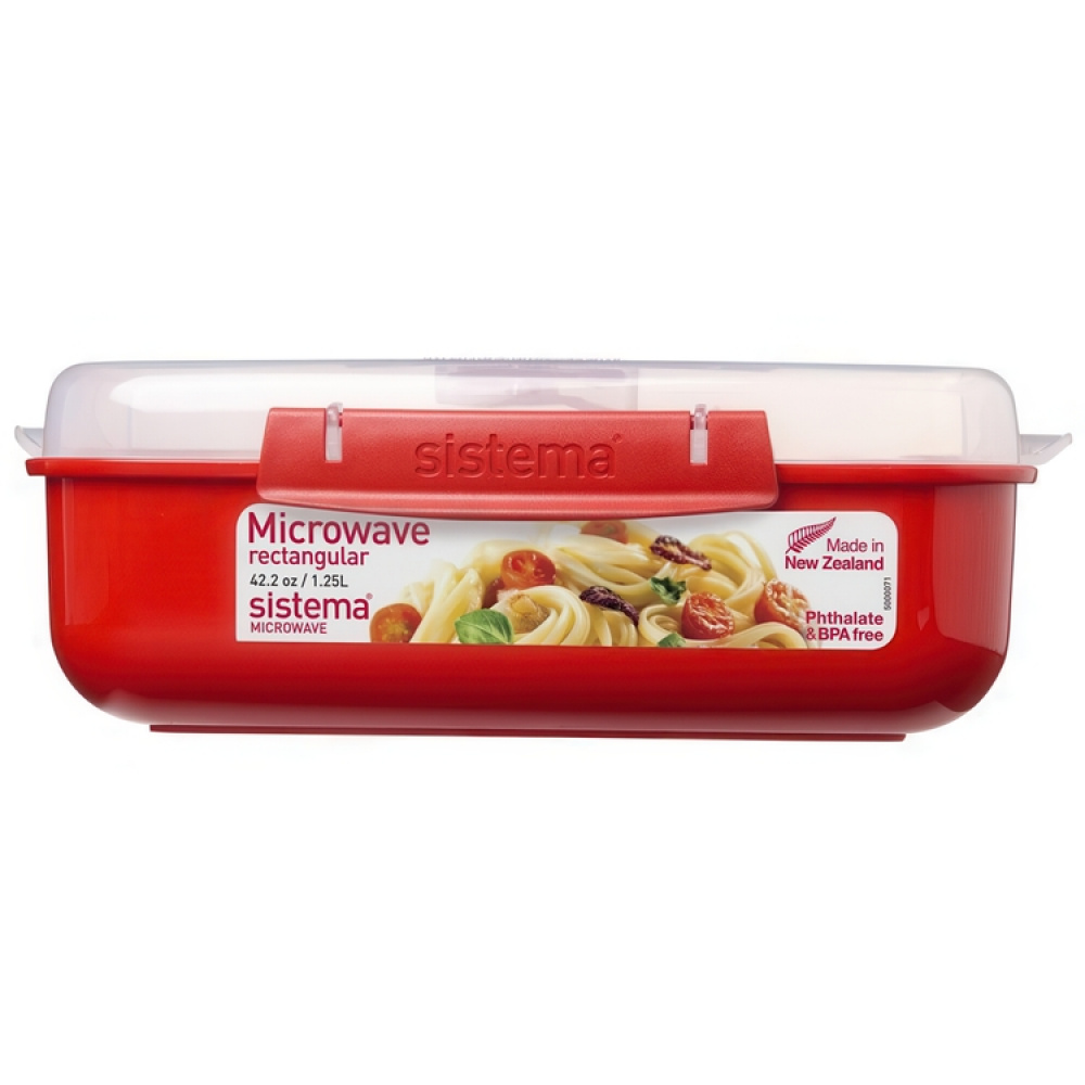Lunch box, MICROWAVE RECTANGULAR LARGE, 23 x 15 x H 8 cm, Red in the group Storage / Kitchen storage / Food containers / Plastic lunch boxes at SmartaSaker.se (42111)