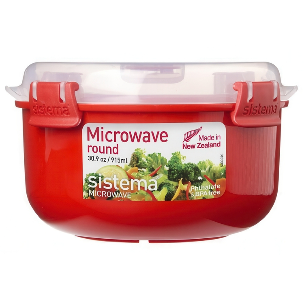 Lunch box, MICROWAVE ROUND, Ø15,6 x H 9,5 cm, Red in the group Storage / Kitchen storage / Food containers / Plastic lunch boxes at SmartaSaker.se (42113)