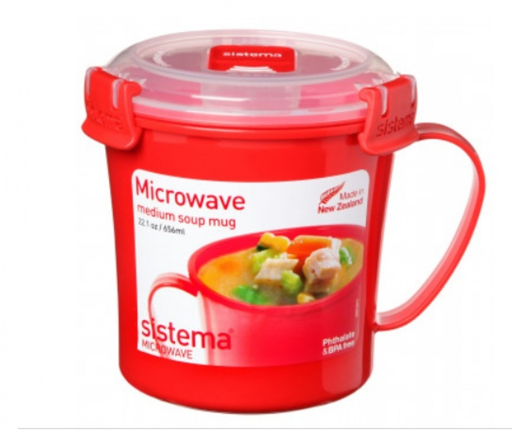 Soup Mug, 66,ml. MICROWAVE , 14 x 11 x H 12 cm, Red in the group Storage / Kitchen storage / Food containers / Plastic at SmartaSaker.se (42116)