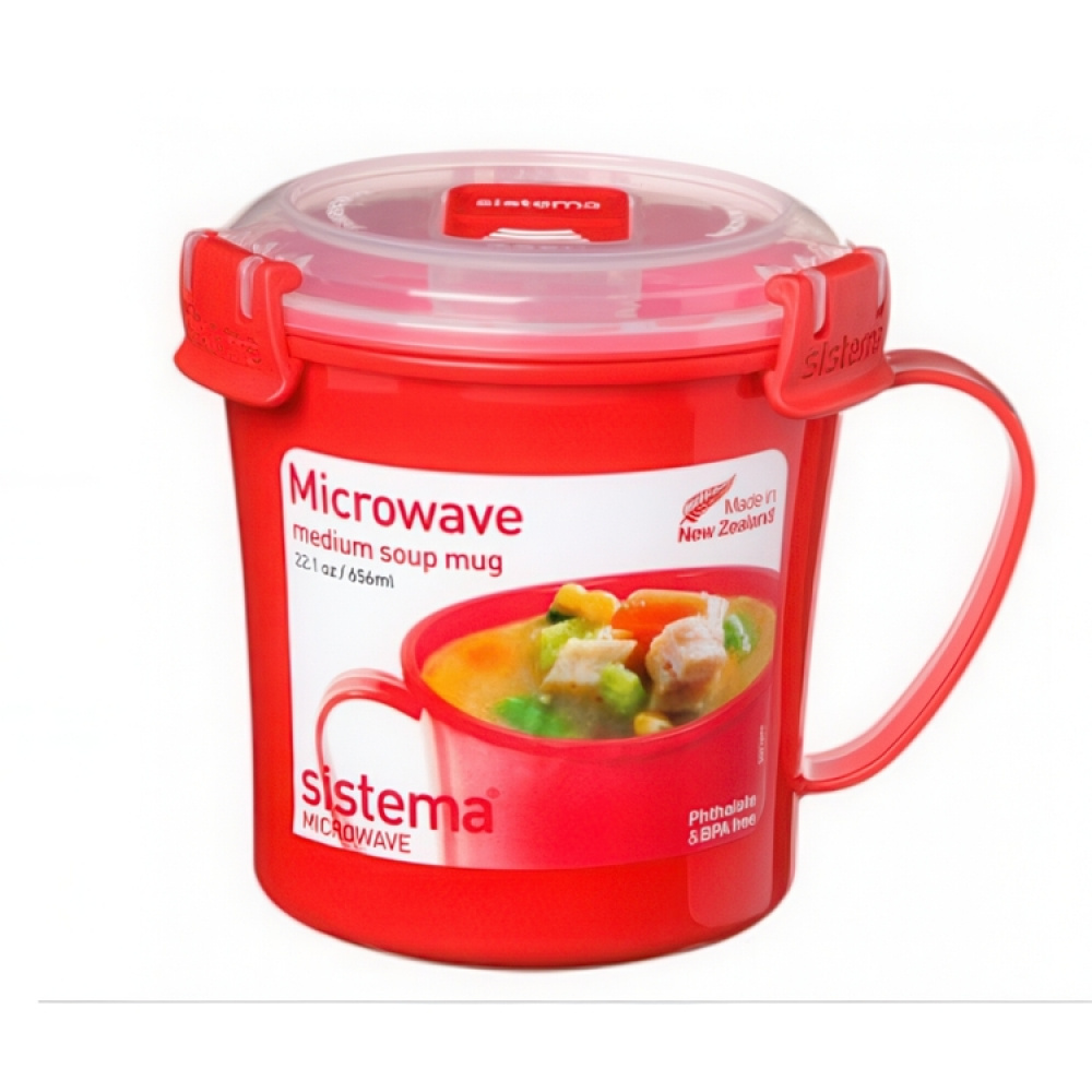 Soup Mug, 66,ml. MICROWAVE , 14 x 11 x H 12 cm, Red in the group Storage / Kitchen storage / Food containers / Plastic lunch boxes at SmartaSaker.se (42116)