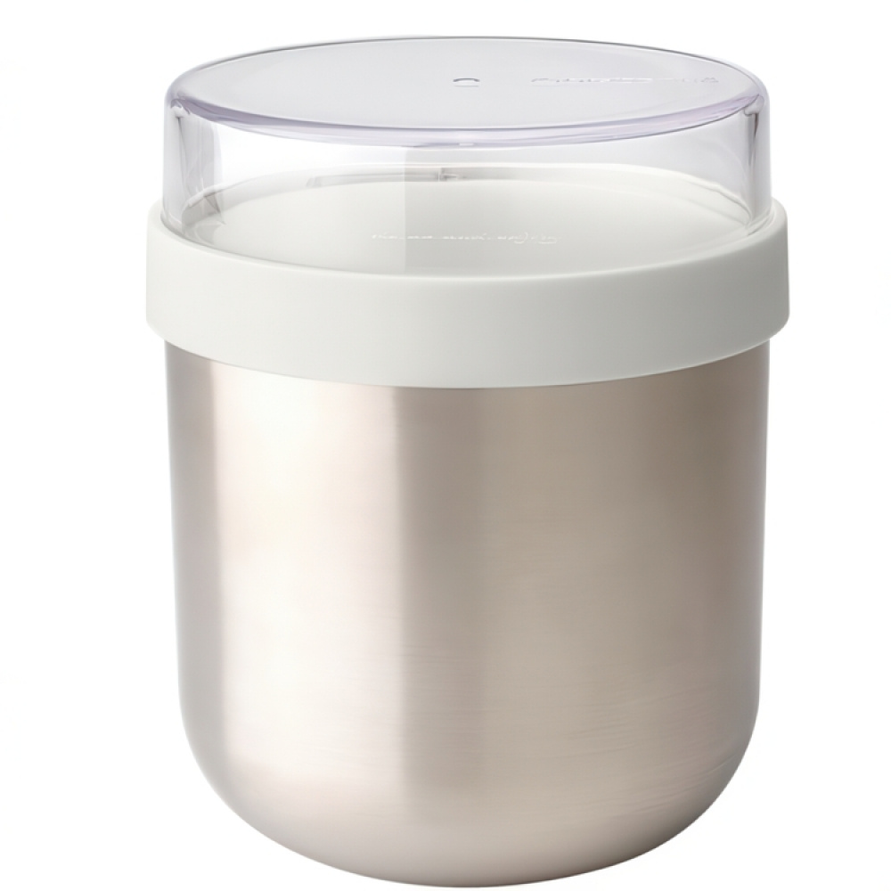 Bowl with lid, 0,5 L, BRABANTIA MAKE & TAKE THERMOS , Ø 11 x H 13,5 cm, Silver / Dark grey in the group Storage / Kitchen storage / Food containers / Metal lunch boxes at SmartaSaker.se (42117)