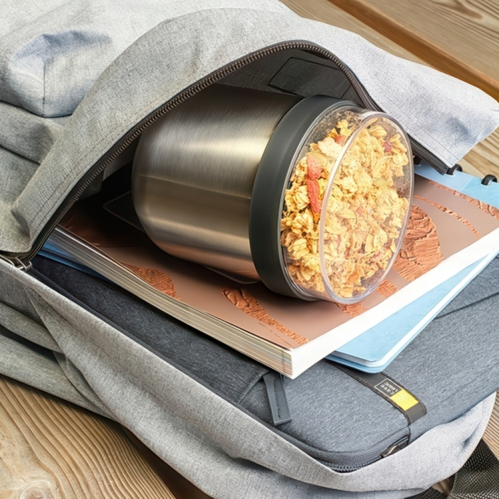Bowl with lid, 0,5 L, BRABANTIA MAKE & TAKE THERMOS , Ø 11 x H 13,5 cm, Silver / Dark grey in the group Storage / Kitchen storage / Food containers / Metal lunch boxes at SmartaSaker.se (42117)