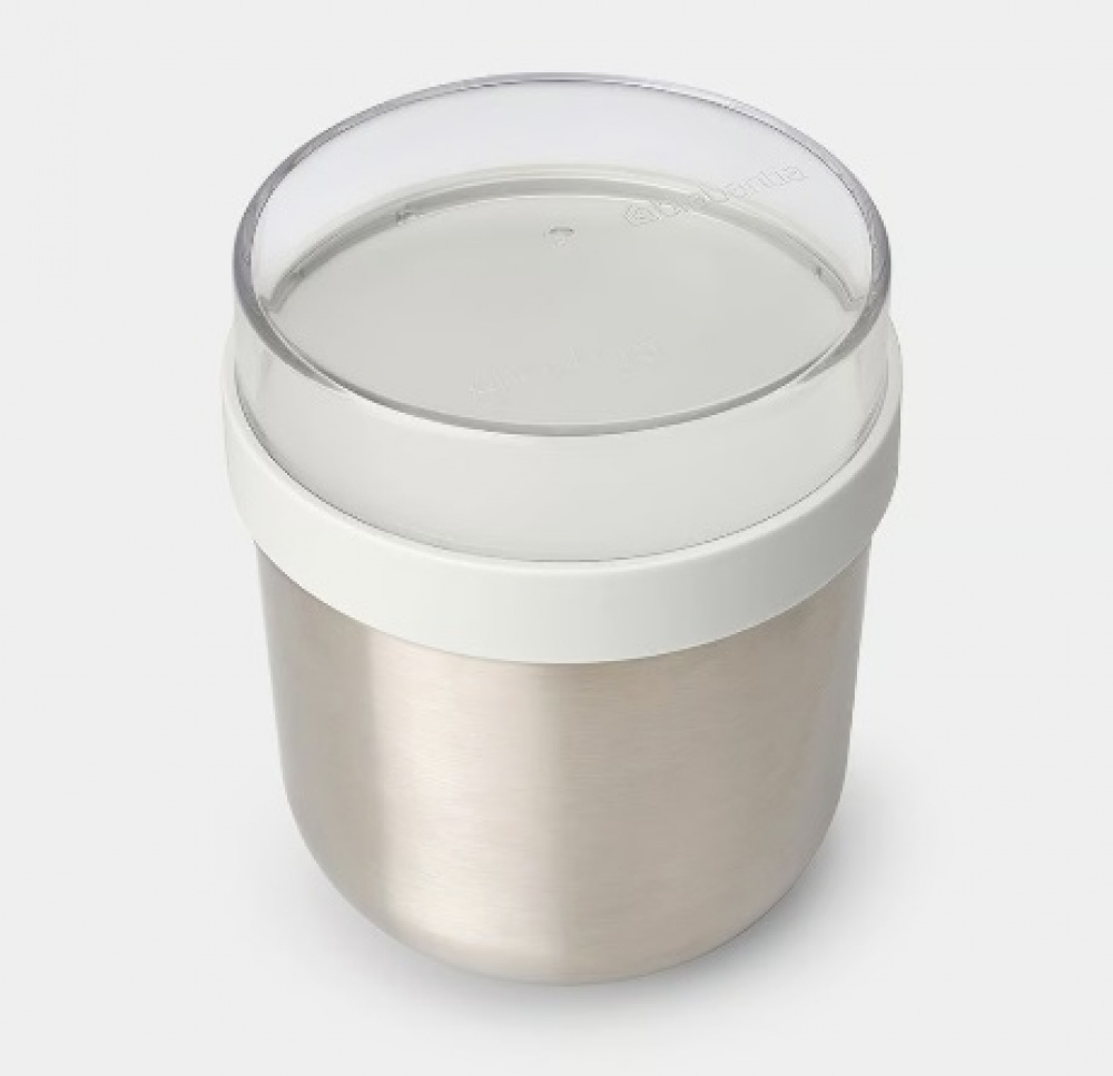 Bowl with lid, 0,5 L, BRABANTIA MAKE & TAKE THERMOS , Ø 11 x H 13,5 cm, Silver / Dark grey in the group Storage / Kitchen storage / Food containers / Metal at SmartaSaker.se (42117)