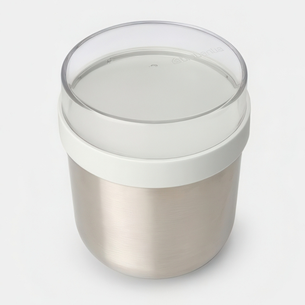 Bowl with lid, 0,5 L, BRABANTIA MAKE & TAKE THERMOS , Ø 11 x H 13,5 cm, Silver / Dark grey in the group Storage / Kitchen storage / Food containers / Metal lunch boxes at SmartaSaker.se (42117)