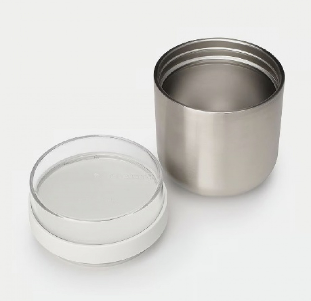 Bowl with lid, 0,5 L, BRABANTIA MAKE & TAKE THERMOS , Ø 11 x H 13,5 cm, Silver / Dark grey in the group Storage / Kitchen storage / Food containers / Metal at SmartaSaker.se (42117)