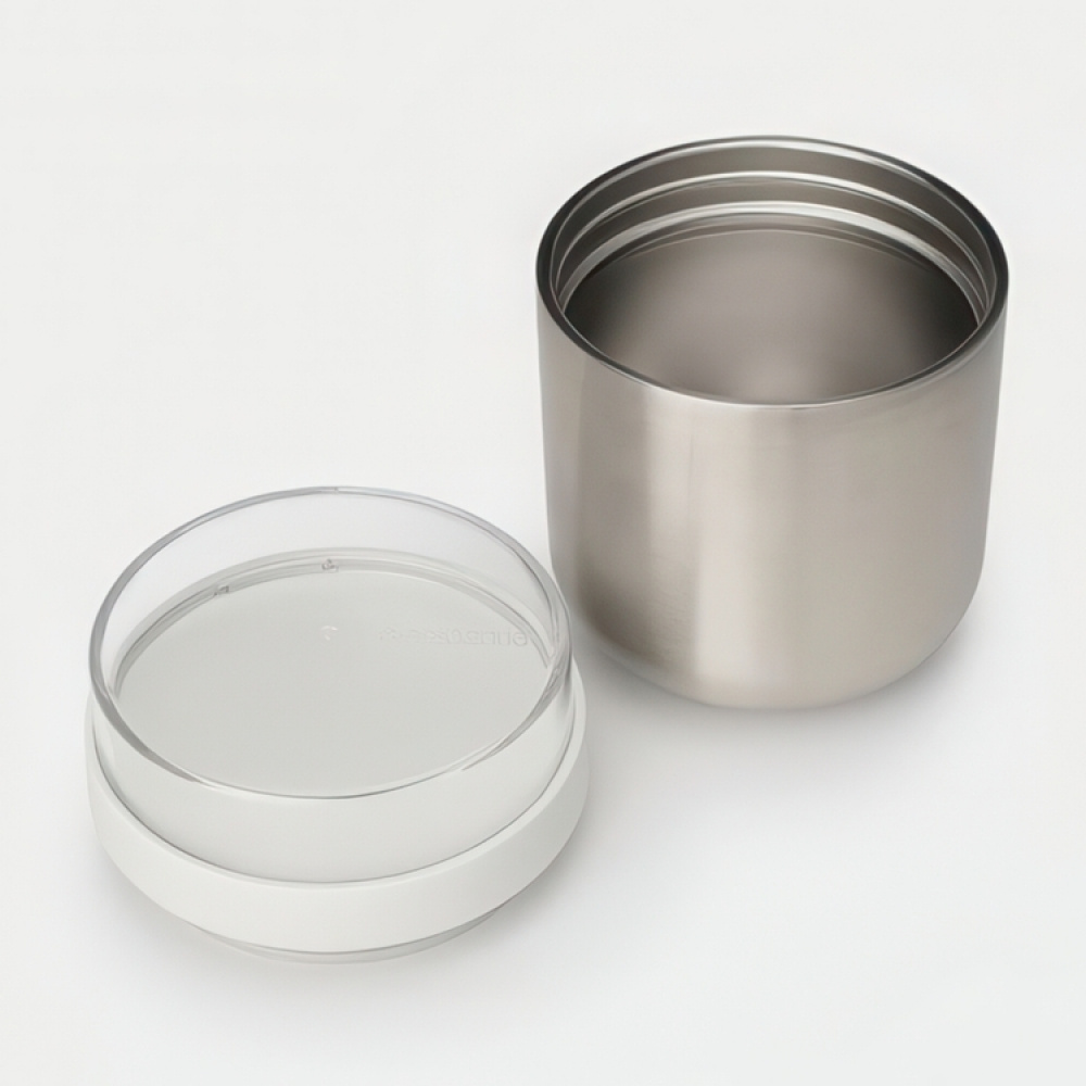 Bowl with lid, 0,5 L, BRABANTIA MAKE & TAKE THERMOS , Ø 11 x H 13,5 cm, Silver / Dark grey in the group Storage / Kitchen storage / Food containers / Metal lunch boxes at SmartaSaker.se (42117)