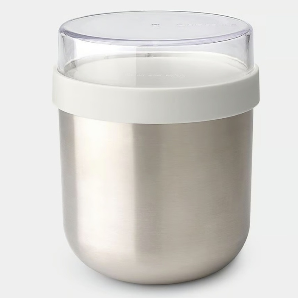 Bowl with lid, 0,5 L, BRABANTIA MAKE & TAKE THERMOS , Ø 11 x H 13,5 cm, Silver / Dark grey in the group Storage / Kitchen storage / Food containers / Metal lunch boxes at SmartaSaker.se (42117)