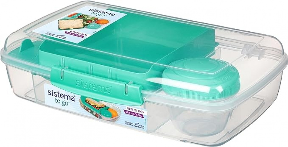 Lunch box with compartments, 1,76 Liter, SISTEMA BENTO BOX TO GO, Mint in the group Storage / Kitchen storage / Food containers / Lunch boxes and Bento at SmartaSaker.se (42120)