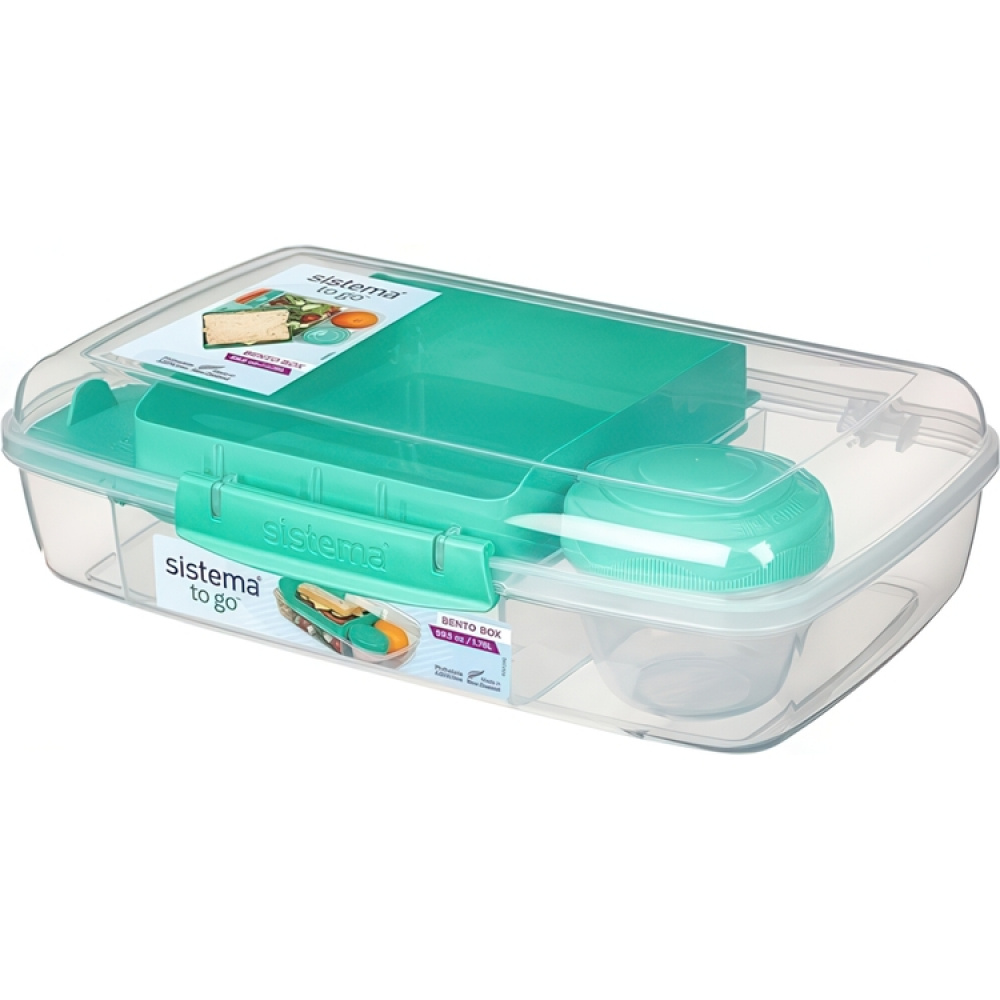 Lunch box with compartments, 1,76 Liter, SISTEMA BENTO BOX TO GO, Mint in the group Storage / Kitchen storage / Food containers / Lunch boxes and Bento at SmartaSaker.se (42120)