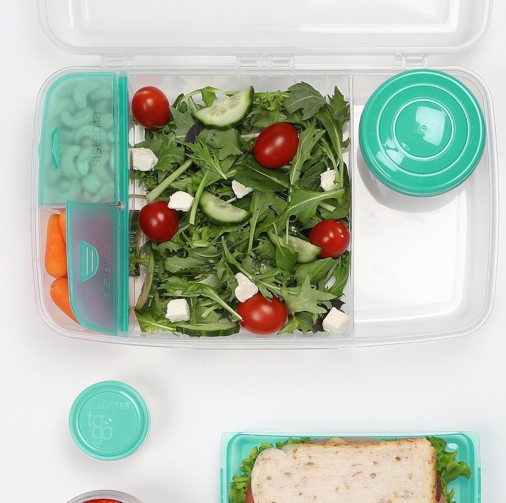 Lunch box with compartments, 1,76 Liter, SISTEMA BENTO BOX TO GO, Mint in the group Storage / Kitchen storage / Food containers / Lunch boxes and Bento at SmartaSaker.se (42120)