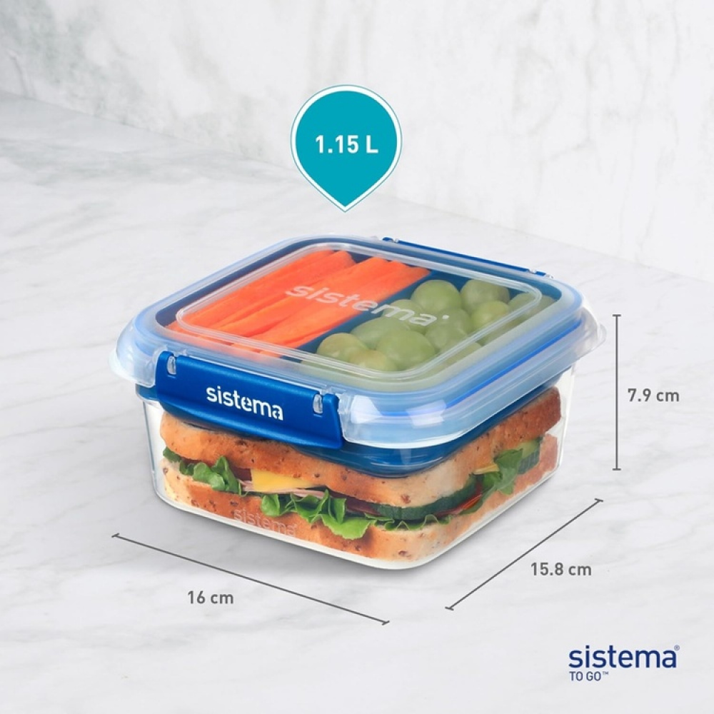 Lunch box with compartments, 1,15 L, SISTEMA STAX TO GO in the group Storage / Kitchen storage / Food containers / Lunch boxes and Bento at SmartaSaker.se (42125)