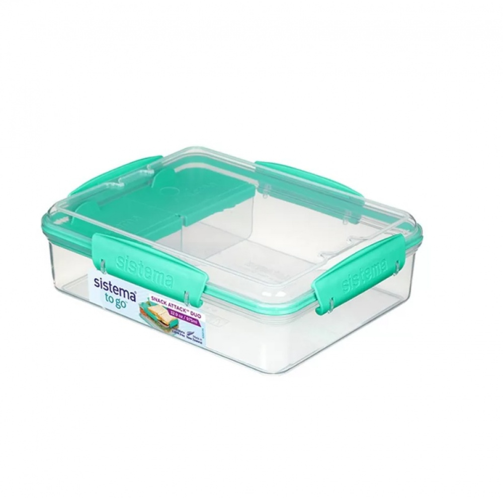 Lunch box with compartments, SNACK ATTACK DUO, 20 x 16 x H 6 cm, Mint in the group Storage / Kitchen storage / Food containers / SmartStore food containers at SmartaSaker.se (42128)