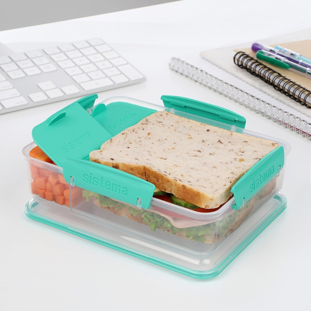 Lunch box with compartments, SNACK ATTACK DUO, 20 x 16 x H 6 cm, Mint in the group Storage / Kitchen storage / Food containers / SmartStore food containers at SmartaSaker.se (42128)