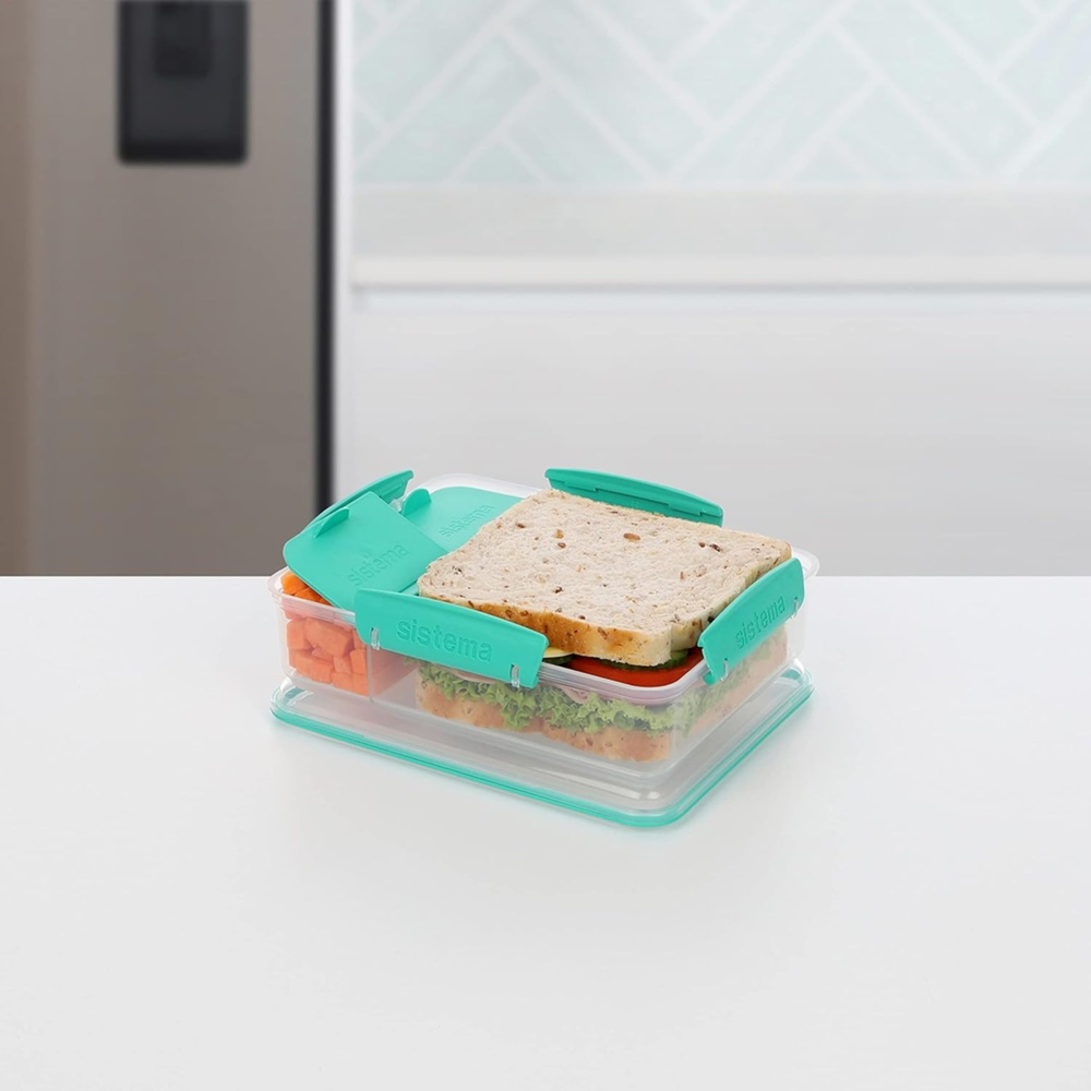 Lunch box with compartments, SNACK ATTACK DUO, 20 x 16 x H 6 cm, Mint in the group Storage / Kitchen storage / Food containers / SmartStore food containers at SmartaSaker.se (42128)