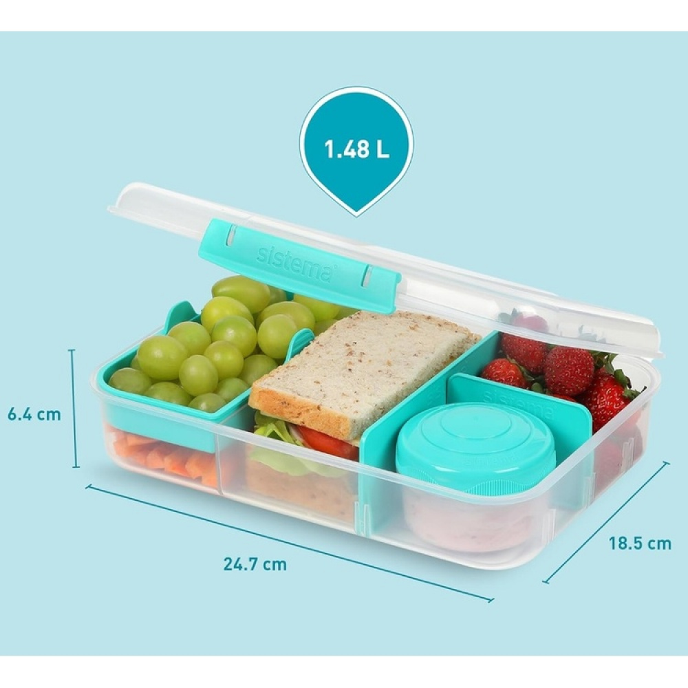 Lunch box with compartments, 1,48 Liter, SISTEMA BENTO CREATE in the group Storage / Kitchen storage / Food containers / Lunch boxes and Bento at SmartaSaker.se (42129)