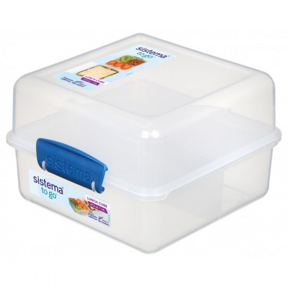 Lunch box divided into compartments, 1,4L, LUNCH CUBE TO GO, White / Dark Blue in the group Storage / Kitchen storage / Food containers / SmartStore food containers at SmartaSaker.se (42131)