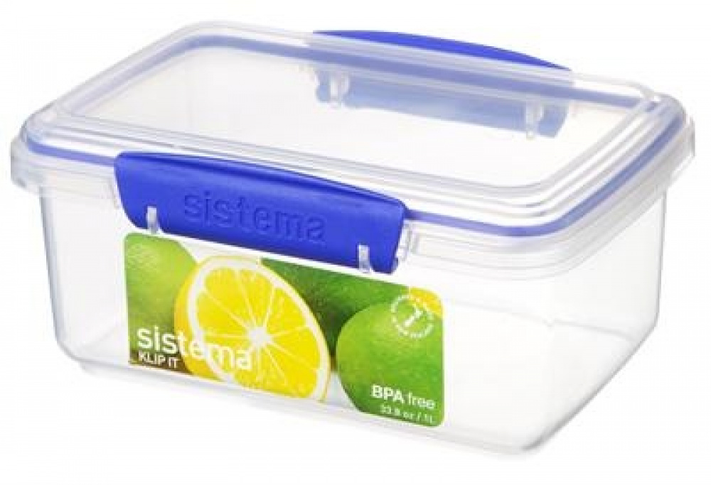 Lunch box,1 L, KLIP IT, 17,5 x 12 x H 8 cm, Clear / Blue in the group Storage / Kitchen storage / Food containers / Plastic at SmartaSaker.se (42144)