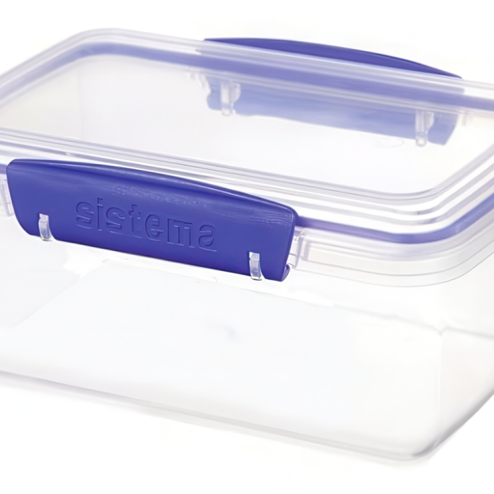 Lunch box,1 L, KLIP IT, 17,5 x 12 x H 8 cm, Clear / Blue in the group Storage / Kitchen storage / Food containers / Plastic lunch boxes at SmartaSaker.se (42144)