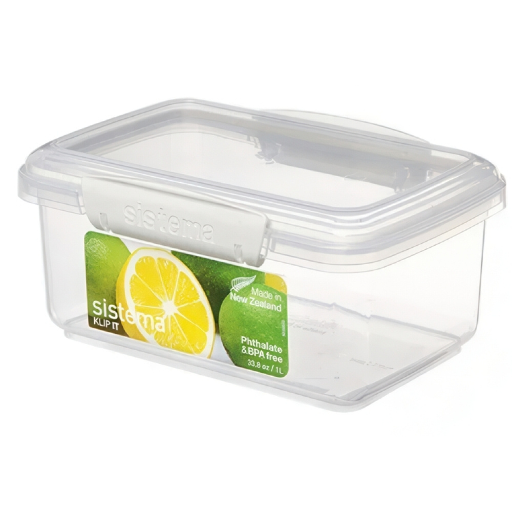 Lunch box,1 L, KLIP-IT, 17,5 x 12 x H 8 cm, Clear / White in the group Storage / Kitchen storage / Food containers / Plastic lunch boxes at SmartaSaker.se (42145)