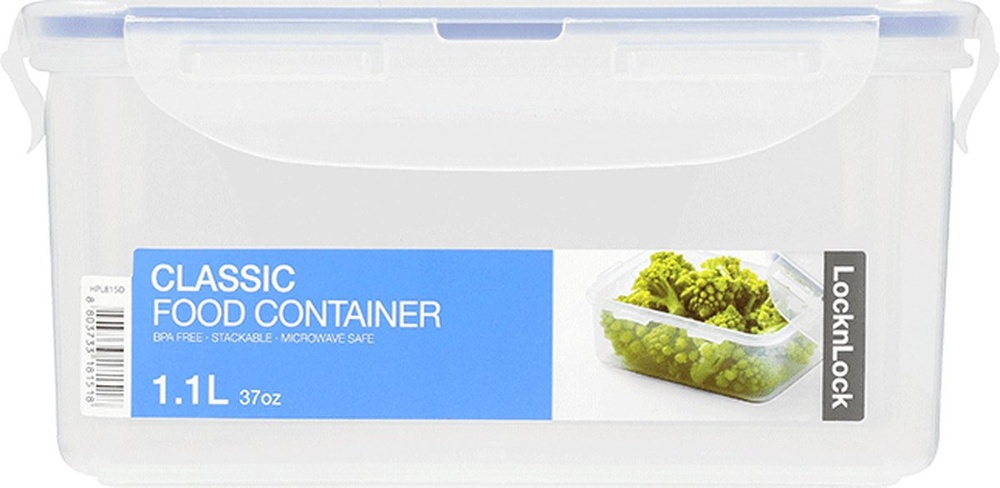 Food Box, 1,1 L, LOCK & LOCK, 18 x 13 x H 9 cm, Clear / Blue in the group Storage / Kitchen storage / Food containers / Plastic at SmartaSaker.se (42152)