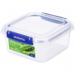 Lunch box, 1,15 L, KLIP IT PLUS SQUARE, 16 x 16 x H 8 cm, Transparent / Blue Lunch box, 1,15 L, KLIP IT PLUS SQUARE, 16 x 16 x H 8 cm, Transparent / Blue