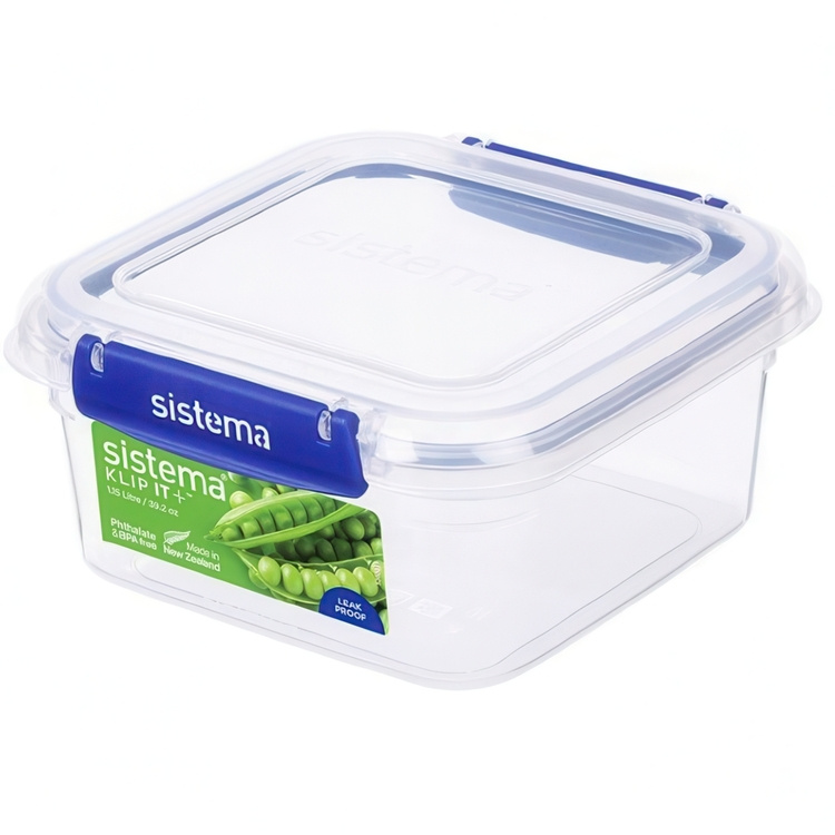 Lunch box, 1,15 L, KLIP IT PLUS SQUARE, 16 x 16 x H 8 cm, Transparent / Blue in the group Storage / Kitchen storage / Food containers at SmartaSaker.se (42153)