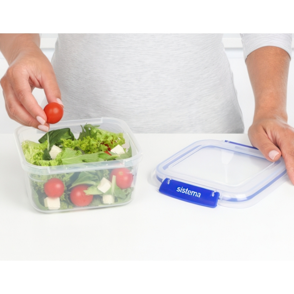 Lunch box, 1,15 L, KLIP IT PLUS SQUARE, 16 x 16 x H 8 cm, Transparent / Blue in the group Storage / Kitchen storage / Food containers at SmartaSaker.se (42153)