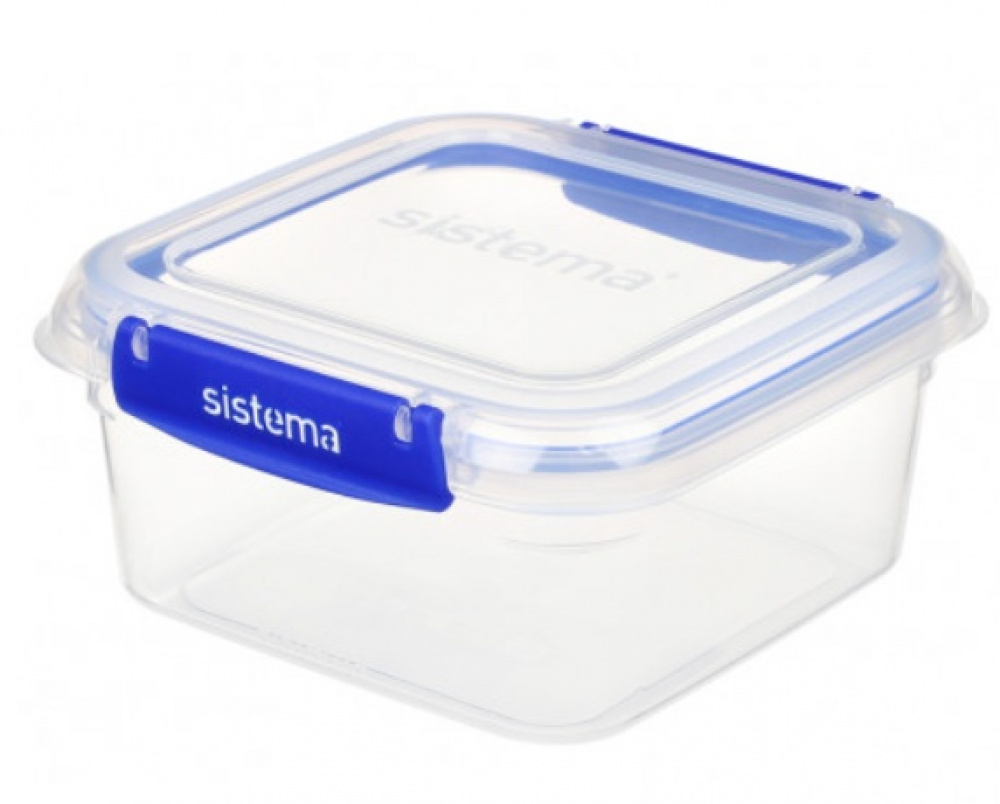 Lunch box, 1,15 L, KLIP IT PLUS SQUARE, 16 x 16 x H 8 cm, Transparent / Blue in the group Storage / Kitchen storage / Food containers at SmartaSaker.se (42153)