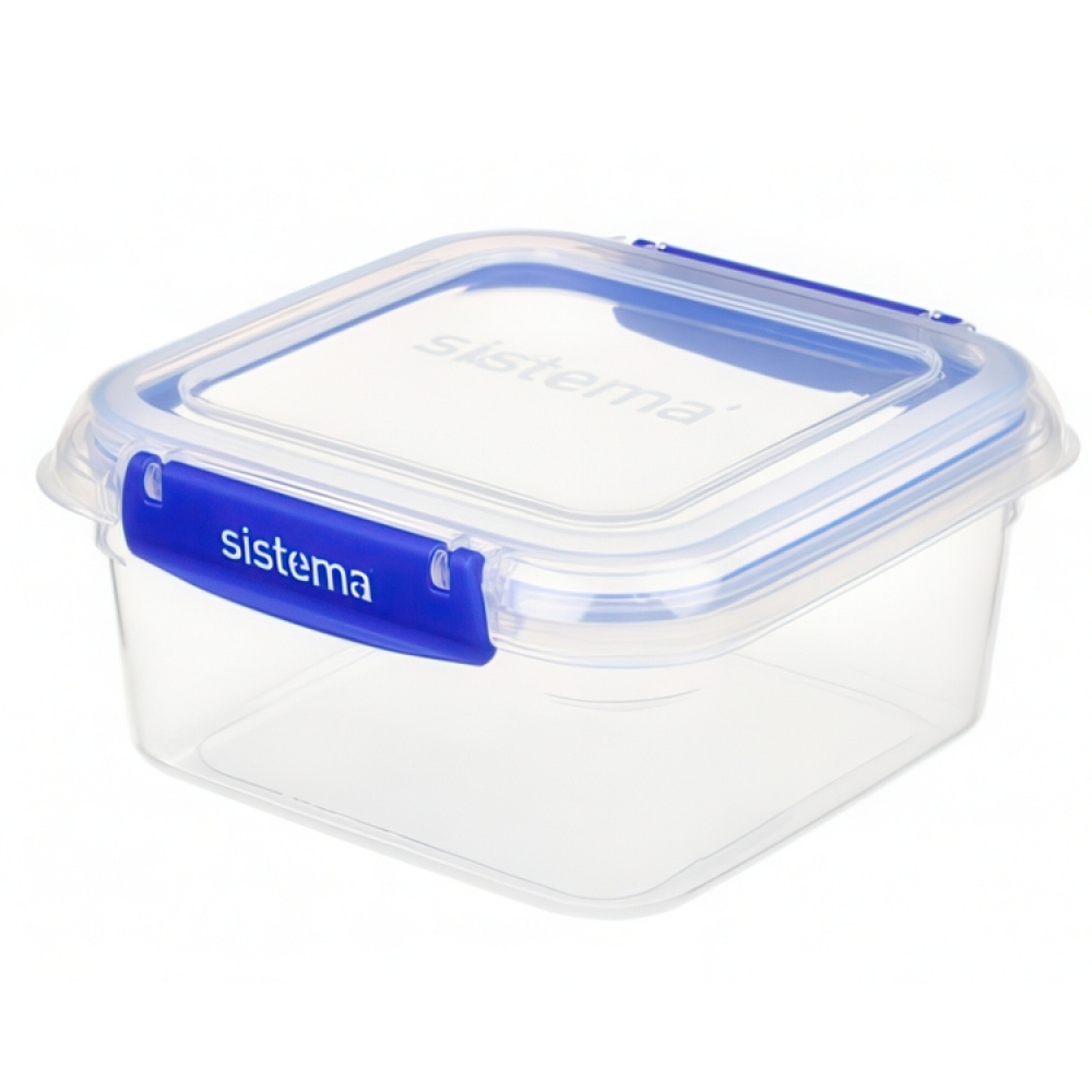 Lunch box, 1,15 L, KLIP IT PLUS SQUARE, 16 x 16 x H 8 cm, Transparent / Blue in the group Storage / Kitchen storage / Food containers at SmartaSaker.se (42153)