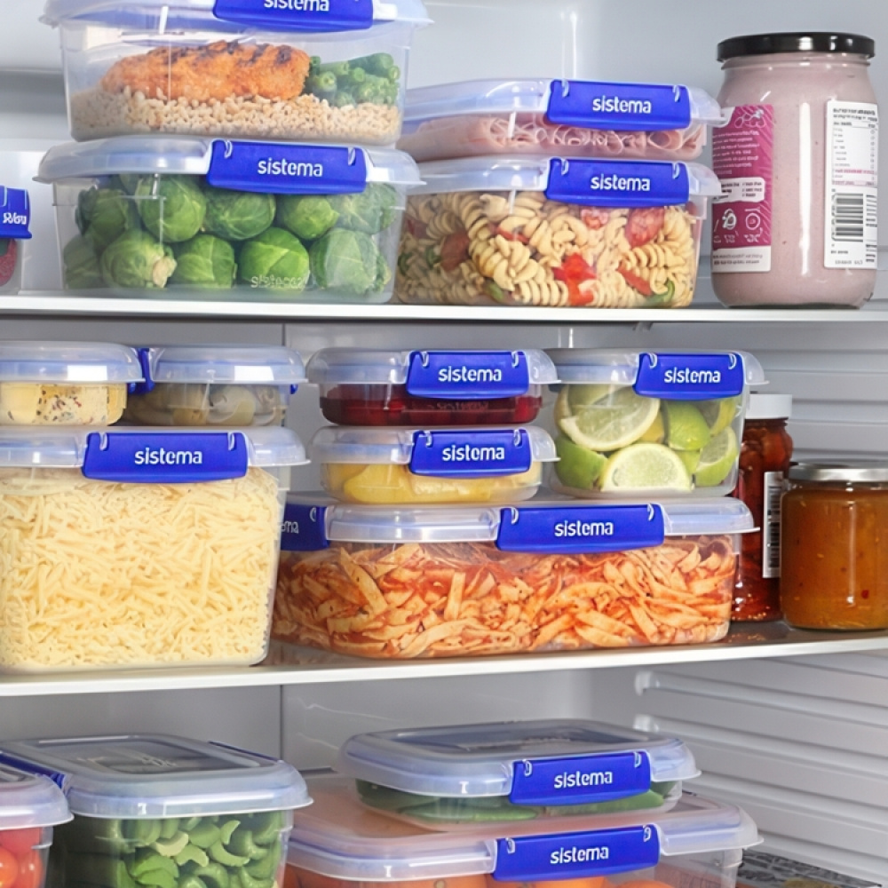 Lunch box, 1,15 L, KLIP IT PLUS SQUARE, 16 x 16 x H 8 cm, Transparent / Blue in the group Storage / Kitchen storage / Food containers at SmartaSaker.se (42153)