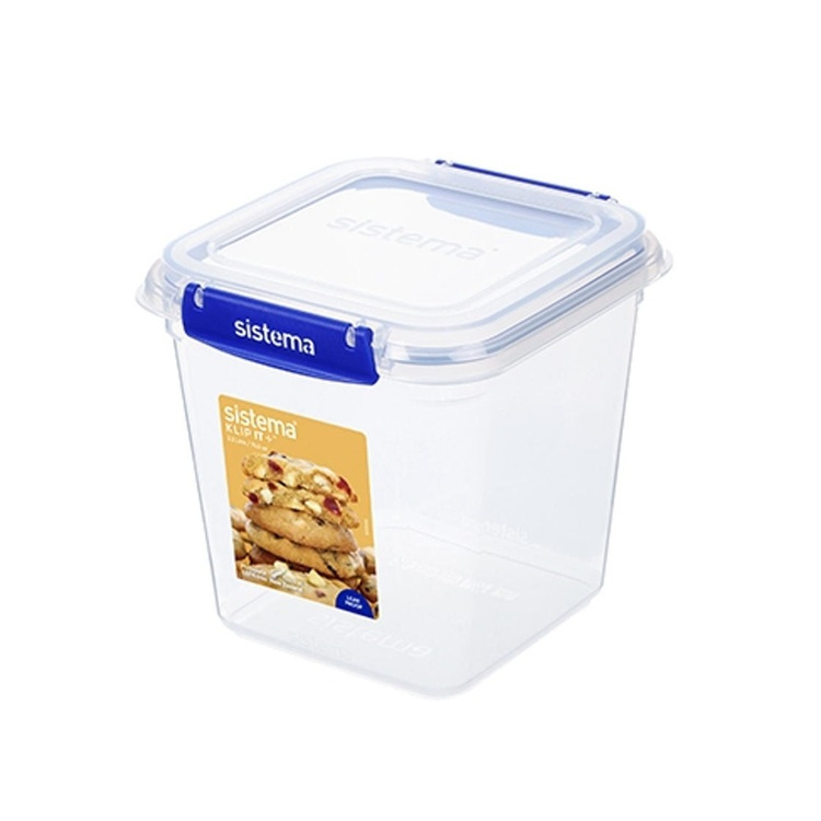 Container, 2,2 L, KLIP IT PLUS SQUARE, 16 x 16 x H 16 cm, Transparent / Blue in the group Storage / Kitchen storage / Food containers / Plastic lunch boxes at SmartaSaker.se (42159)