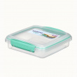 Lunch box, 450 ml, KLIP-IT SANDWICH, 15 x 15 x H 5 cm, Clear / Teal Lunch box, 450 ml, KLIP-IT SANDWICH, 15 x 15 x H 5 cm, Clear / Teal