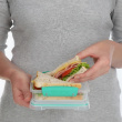 Lunch box, 450 ml, KLIP-IT SANDWICH, 15 x 15 x H 5 cm, Clear / Teal Lunch box, 450 ml, KLIP-IT SANDWICH, 15 x 15 x H 5 cm, Clear / Teal