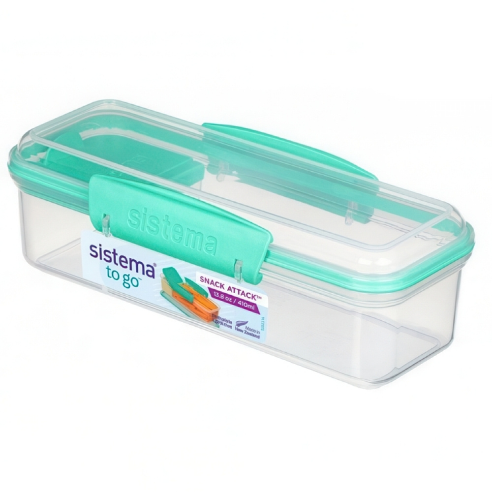 Lunch box with compartment, 410 ml, SNACK ATTACK TO GO, 19 x 8 x H 6 cm, Mint Teal in the group Storage / Kitchen storage / Food containers / SmartStore food containers at SmartaSaker.se (42163)