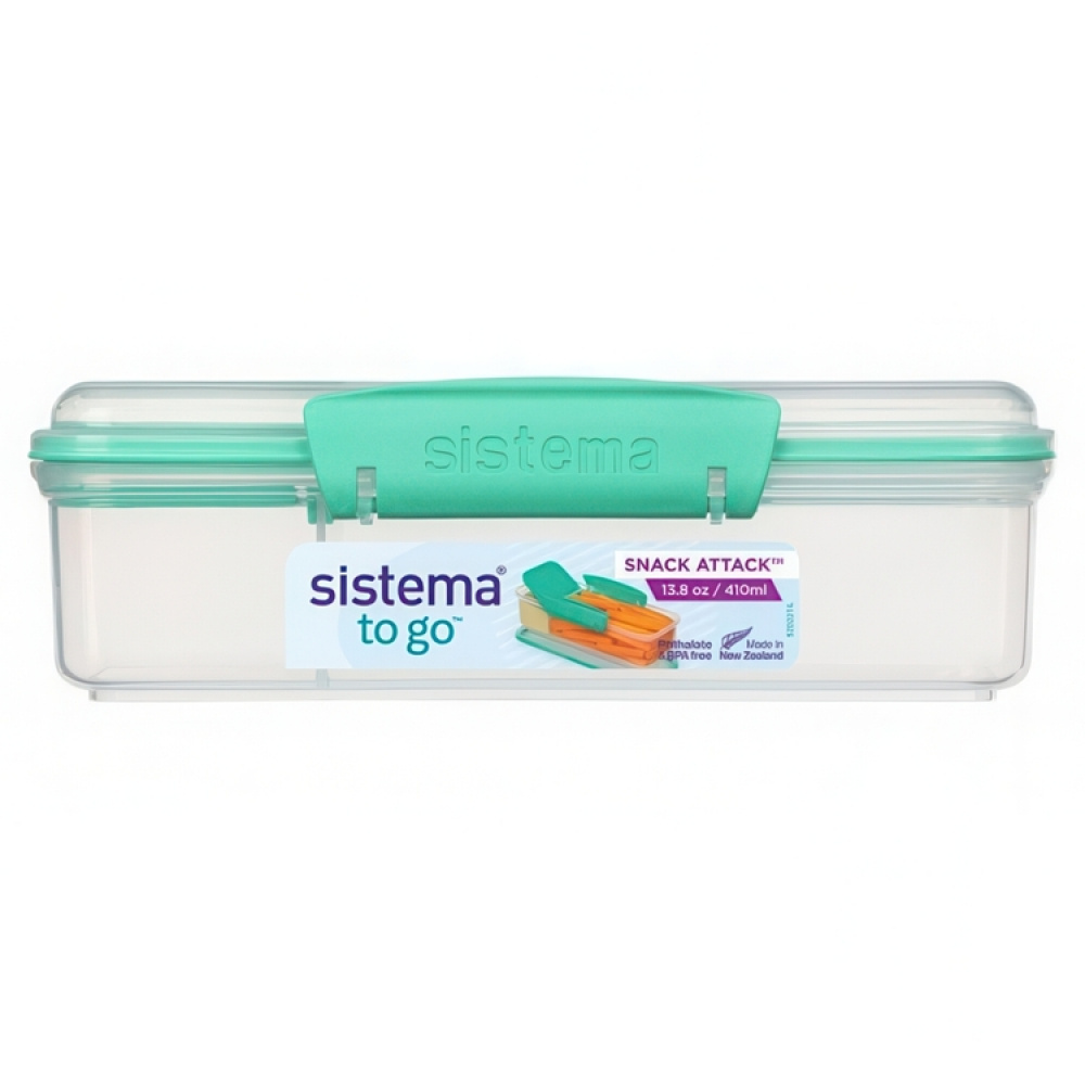Lunch box with compartment, 410 ml, SNACK ATTACK TO GO, 19 x 8 x H 6 cm, Mint Teal in the group Storage / Kitchen storage / Food containers / SmartStore food containers at SmartaSaker.se (42163)