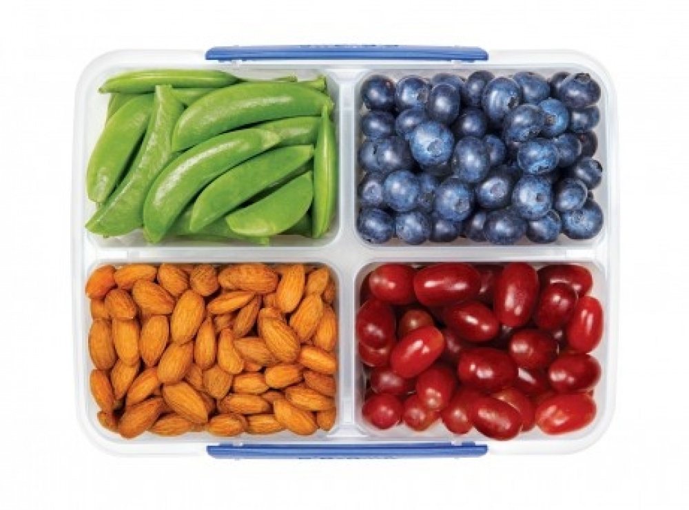 Lunch box, Four parts, KLIP IT QUAD SPLIT, 1,74 L, Clear / Dark blue in the group Storage / Kitchen storage / Food containers / SmartStore food containers at SmartaSaker.se (42167)