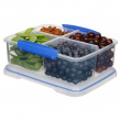 Lunch box, Four parts, KLIP IT QUAD SPLIT, 1,74 L, Clear / Dark blue Lunch box, Four parts, KLIP IT QUAD SPLIT, 1,74 L, Clear / Dark blue