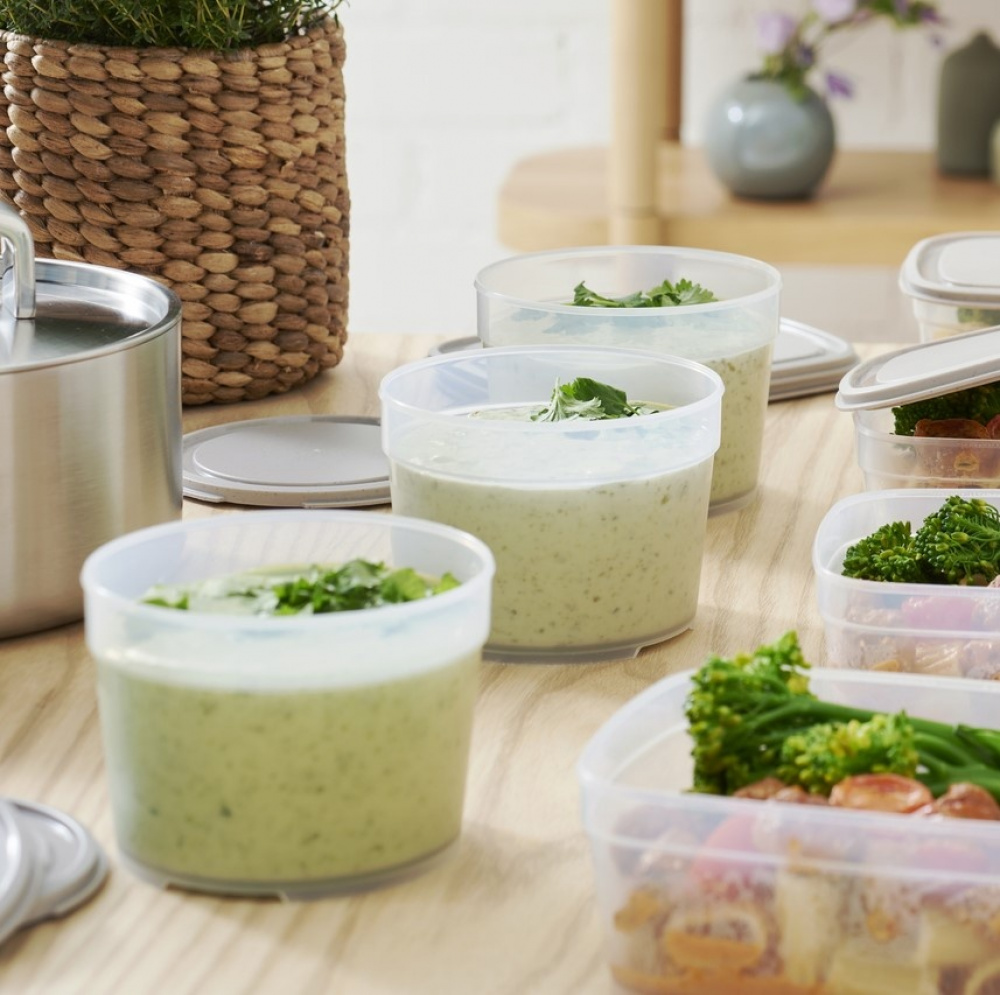 Food storage, Round, 0,6 L, SMARTSTORE SUSTAIN, Transparent / Earl grey in the group Storage / Kitchen storage / Food containers / Plastic at SmartaSaker.se (42173)