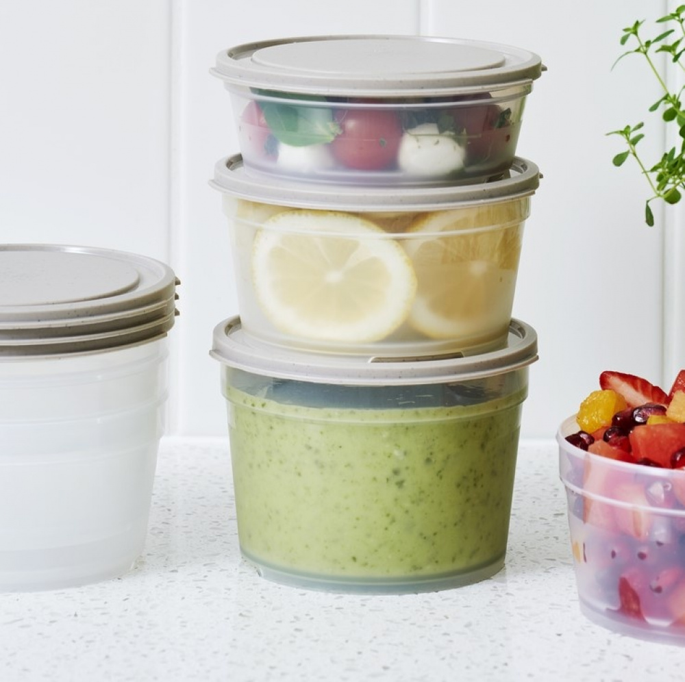 Food storage, Round, 0,6 L, SMARTSTORE SUSTAIN, Transparent / Earl grey in the group Storage / Kitchen storage / Food containers / Plastic at SmartaSaker.se (42173)