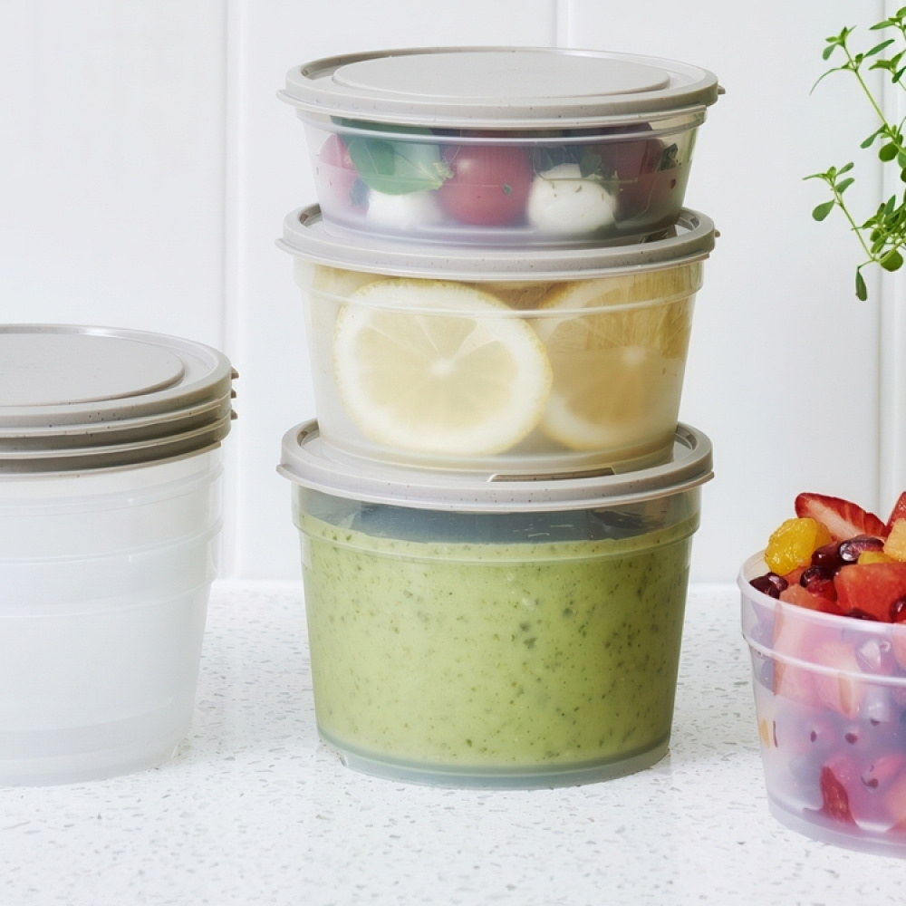 Food storage, Round, 0,6 L, SMARTSTORE SUSTAIN, Transparent / Earl grey in the group Storage / Kitchen storage / Food containers / Plastic lunch boxes at SmartaSaker.se (42173)