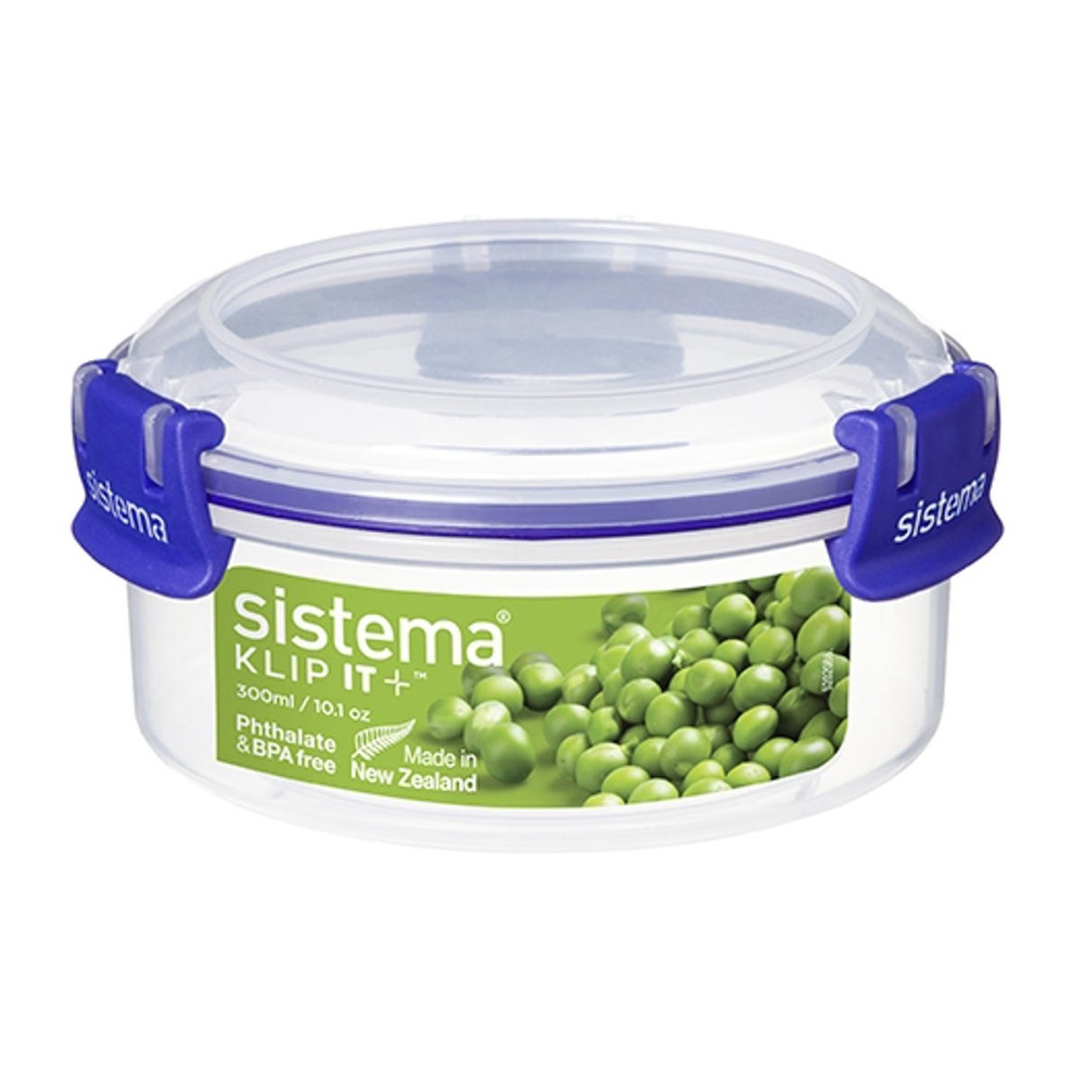 Container, Round, 0,3 L, KLIP IT PLUS, Ø 11,5 x H 5,8 cm, Clear / Blue in the group Storage / Kitchen storage / Food containers / Plastic at SmartaSaker.se (42175)