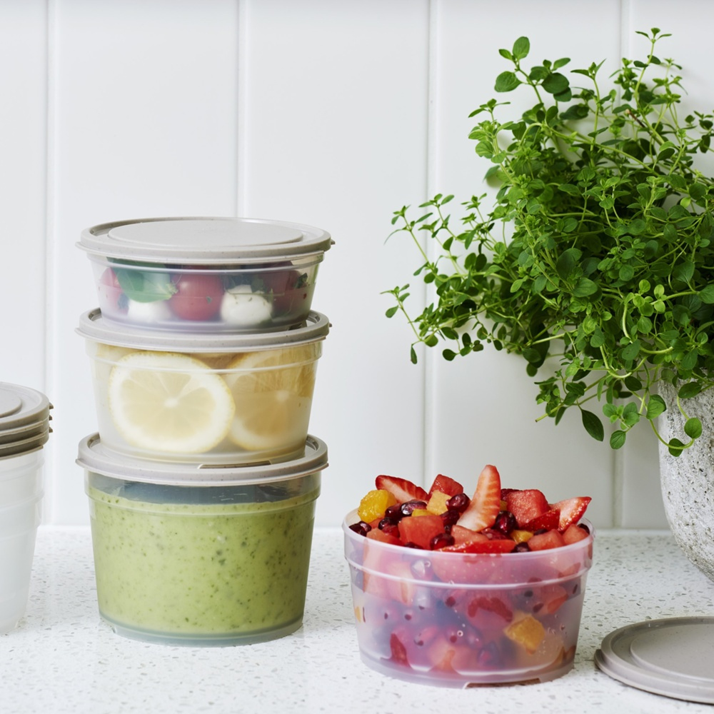 Food storage, Round, 0,45 L, SMARTSTORE SUSTAIN, Transparent / Earl grey in the group Storage / Kitchen storage / Food containers / Plastic at SmartaSaker.se (42176)