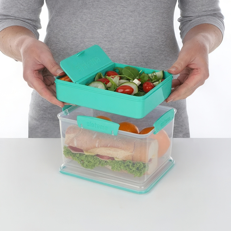 Lunch box with compartments, 2,3 L, LUNCH TUB TO GO, 20 x 16 x H 11,5 cm, Mint in the group Storage / Kitchen storage / Food containers / SmartStore food containers at SmartaSaker.se (42181)