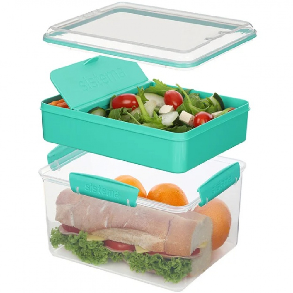 Lunch box with compartments, 2,3 L, LUNCH TUB TO GO, 20 x 16 x H 11,5 cm, Mint in the group Storage / Kitchen storage / Food containers / SmartStore food containers at SmartaSaker.se (42181)