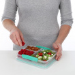 Food Storage box, 3 Compartments, SISTEMA MULTI SPLIT TO GO, Clear / Teal Food Storage box, 3 Compartments, SISTEMA MULTI SPLIT TO GO, Clear / Teal