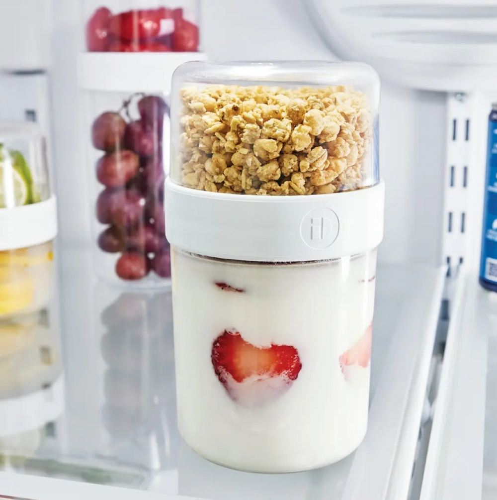 Container, iD FRESH STACK N\' SNACK MEDIUM, Ø 9,5 x H 16 cm, Clear / White in the group Storage / Kitchen storage / Food containers / SmartStore food containers at SmartaSaker.se (42185)
