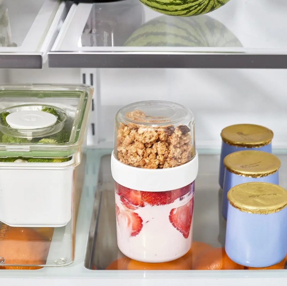 Container, iD FRESH STACK N\' SNACK MEDIUM, Ø 9,5 x H 16 cm, Clear / White in the group Storage / Kitchen storage / Food containers / SmartStore food containers at SmartaSaker.se (42185)
