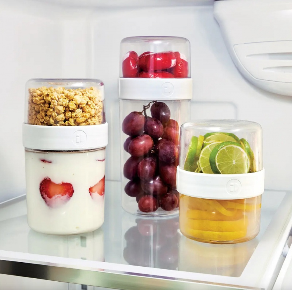 Container, iD FRESH STACK N\' SNACK MEDIUM, Ø 9,5 x H 16 cm, Clear / White in the group Storage / Kitchen storage / Food containers / SmartStore food containers at SmartaSaker.se (42185)