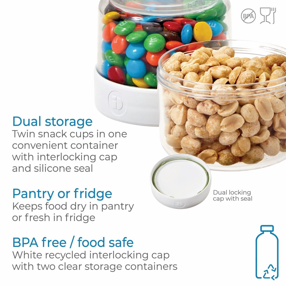 Container, iD FRESH STACK N\' SNACK SMALL, Ø 9,5 x H 12 cm, Clear / White in the group Storage / Kitchen storage / Food containers / SmartStore food containers at SmartaSaker.se (42187)